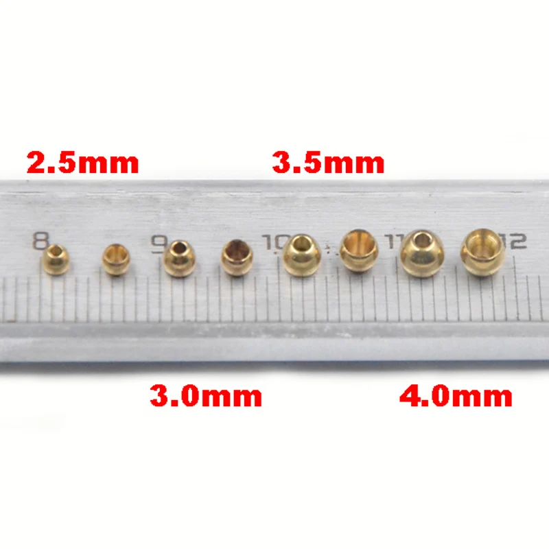 60pcs Fly Tying Brass Beads Larvae Nymphs Pupae Head Bead Size 2.5mm/3.0mm/3.5mm/4.0mm Durable Copper Bead Streamers&Wet Flies