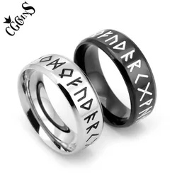 Stal nierdzewna Odin Norse Amulet wikinga Rune Ring moda mężczyźni i kobiety skandynawski list biżuteria Retro