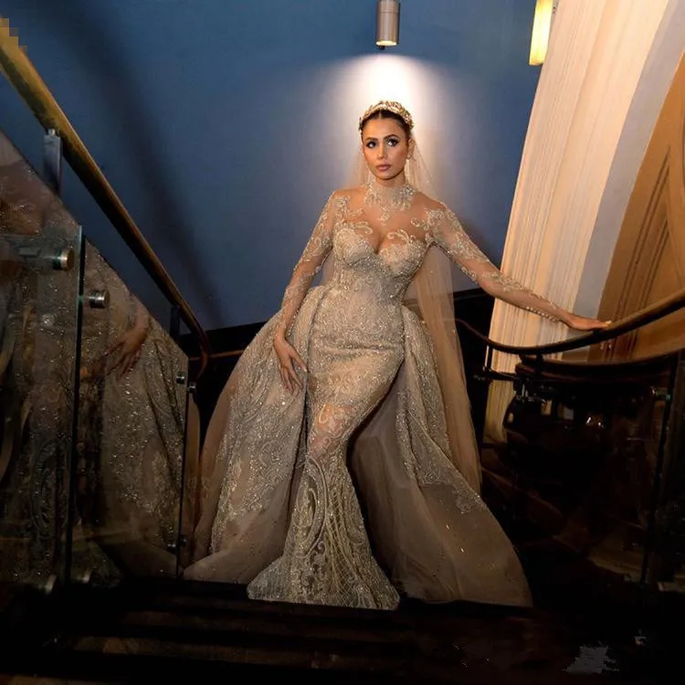 2019 Vintage Berta ชุดเดรสเมอร์เมดยืดซาตินแขนยาว Backless ชุดเจ้าสาว Vestidos De Novia ชุดแต่งงาน Custo