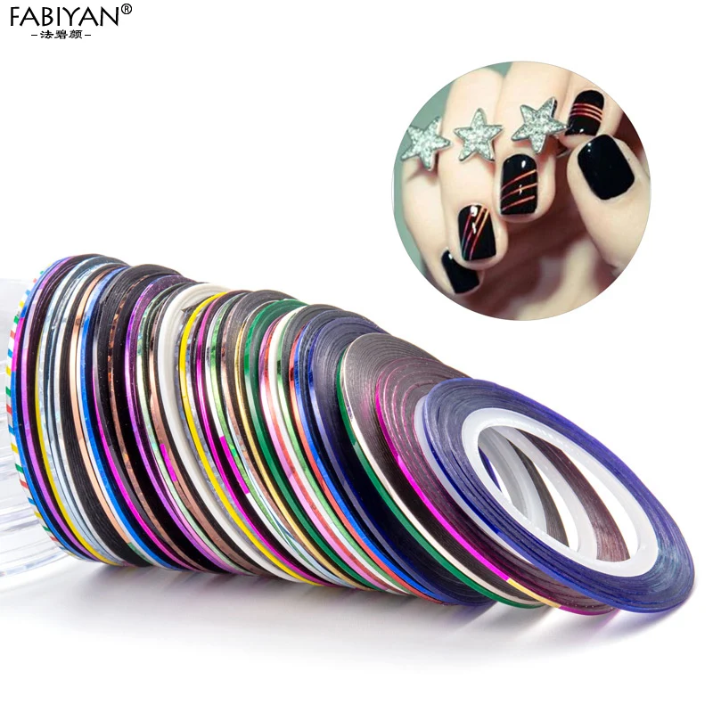 100pcs Multicolor Rolls Strip Striping Tape Line Wrap Tips Decoration Sticker DIY Nail Art Manicure Professional