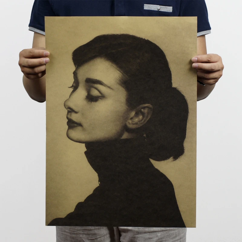 Audrey Hepburn Vintage Classic Series Movie Poster Retro Kraft Paper Room Decoration Stickers Cafe Wall Decor Wall Sticker regalo