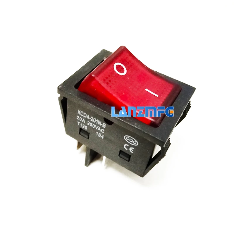 KCD4-201N-B Electric Welding Machine Power Switch With Red Light 30A 250VAC Electric Oven Electric Heater Switch 4Pin 2 Position