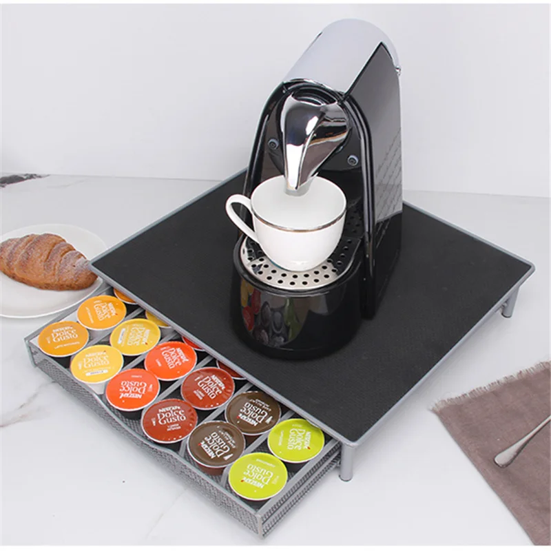 Metal Coffee Capsule Shelves Pods Holder Iron Chrome Storage Rack Coffee Drawers For Dolce Gusto Coffeeware Sets
