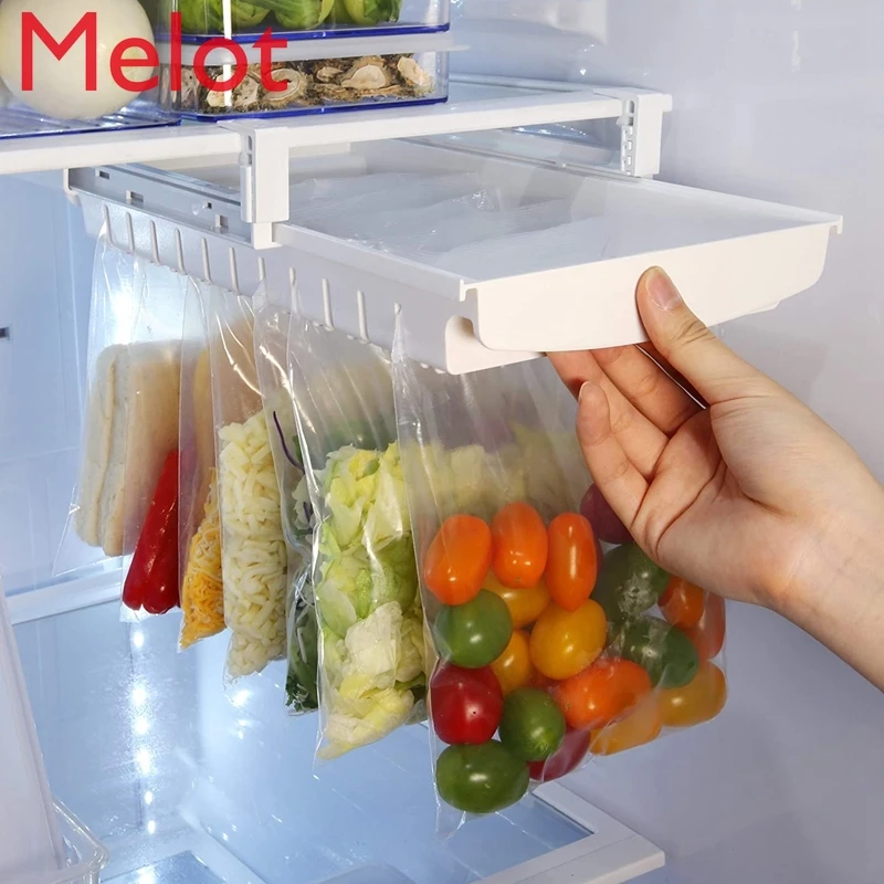 Ziplock Bag Storage Rack Refrigerator Freshness Protection Package Track Storage Rack Envelope Bag Retractable Finishing