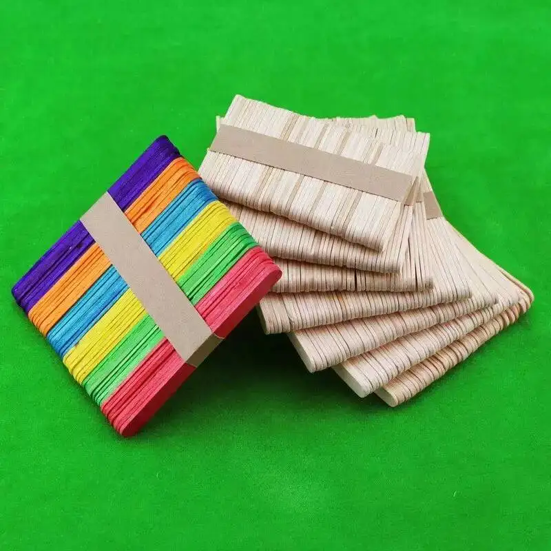 

50pcs/pack Wooden Crafts Art For Children DIY Handmade House Ice Cream Stick Colorful Wooden Gift For Children Craft Toys