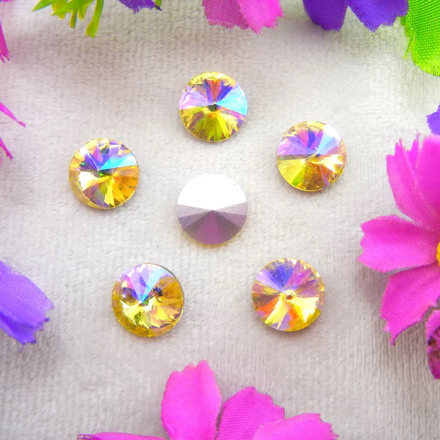AB Farben 6mm 8mm 10mm 12mm 14mm 16mm 18mm Rivoli Runde Glas-Kristall Aufklebe-Strassperlen Zubehör DIY Verzierung – Detail 8