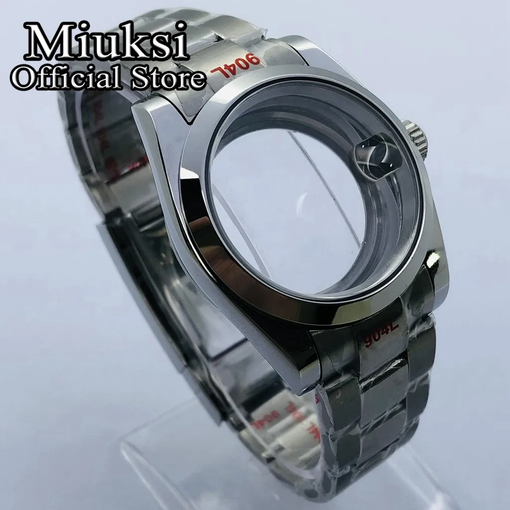 Miuksi 36mm/40mm silver case sapphire glass date fit NH35 NH36 NH34 ETA2824 2836 Mingzhu DG2813 3804 Miyota8205 8215 movement