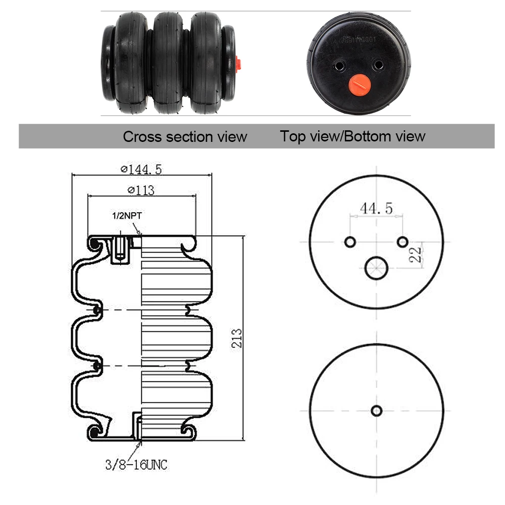 Universal Air Bags Air Suspension Kit Truck Shocks Pneumatic Bag Shock Absorber 3E2400 with Aluminium Flange Car Accessories