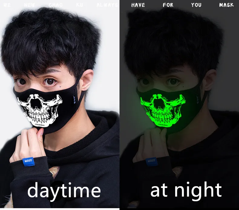 Luminous Funny Smile Expression Cotton Anti Dust Mouth Face Mask For Mouth Black Kpop Unisex Face Mouth Muffle Mask Fashion New