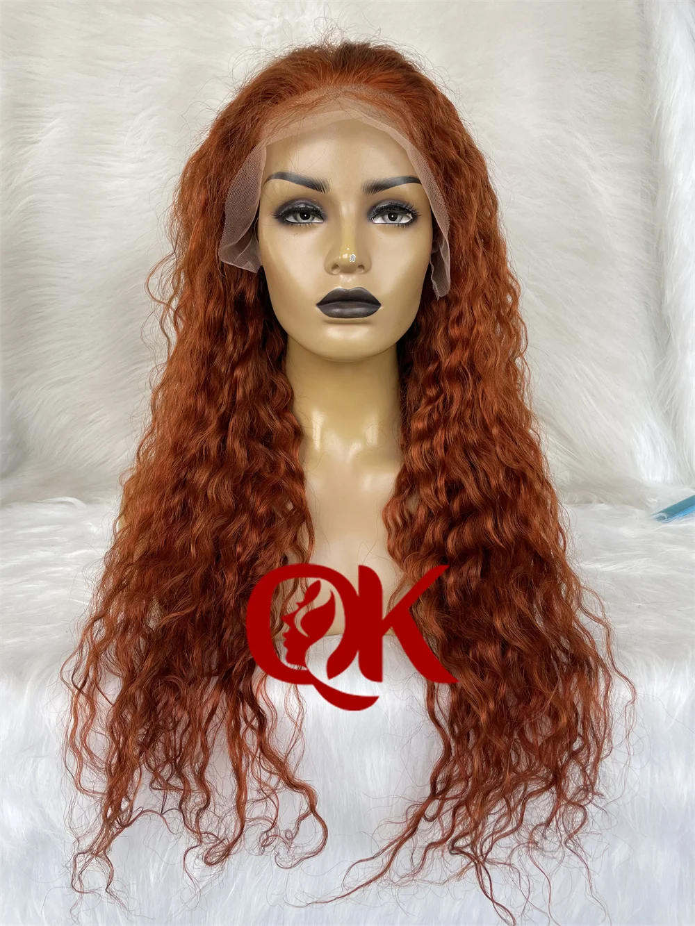 QueenKing hair 13x4 Lace Front Brazilian Remy Human Hair Lace Wig 150% Density Ginger Orange Color Wigs For Women Curly Wig