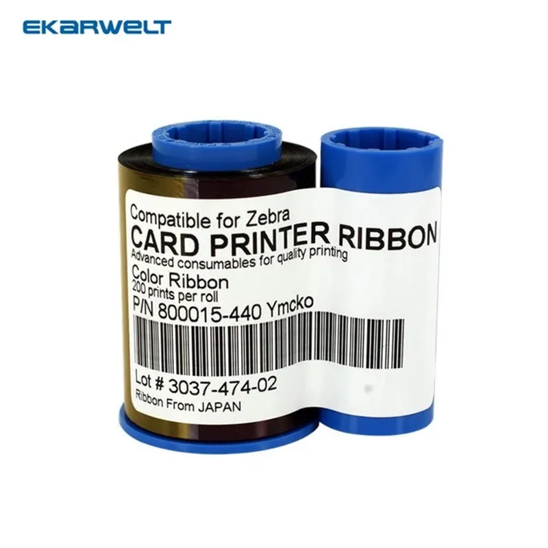 

Compatible 800015-440 YMCKO Full Color Ribbon 200prints/Roll Zebra ID Card Printer p320i p330i p420i P430I p520i