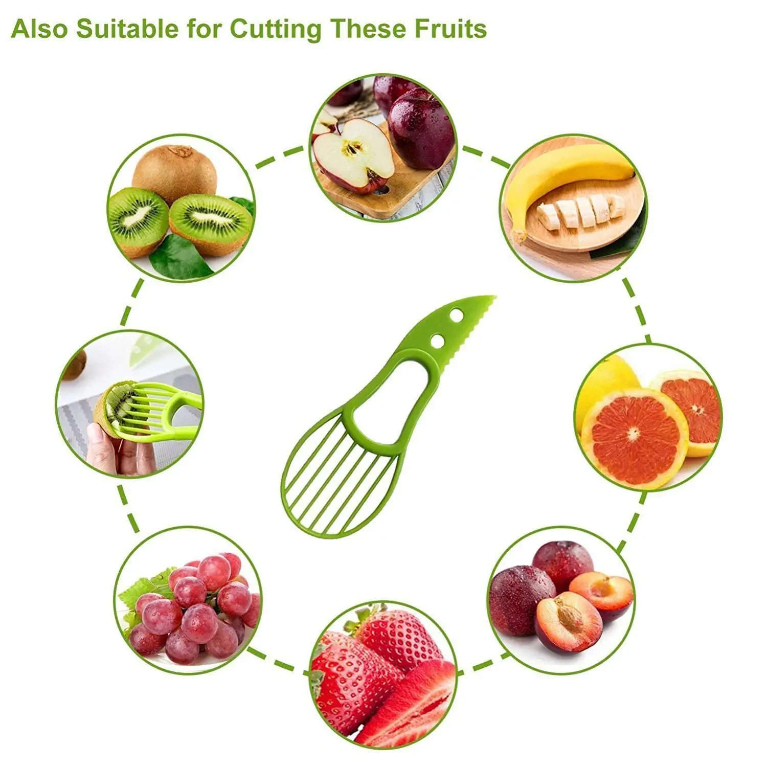 3-in-1 Avocado Slicer Shea Corer Butter Fruit Peeler Cutter Pulp Separator Plastic Knife Kitchen Vegetable Tools Home Accessory