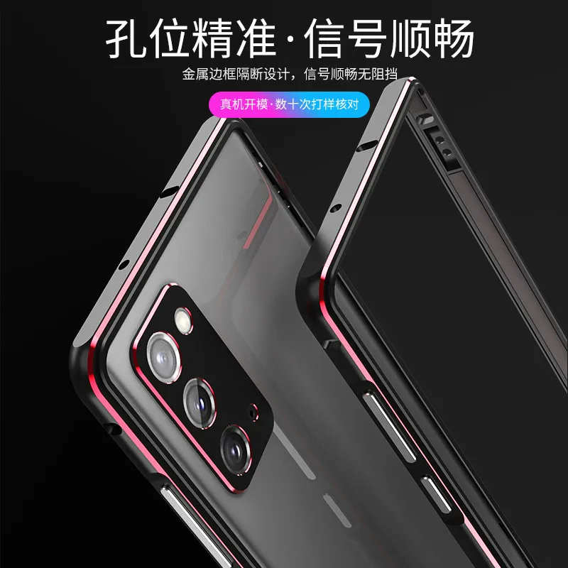 Metal Bumper Frame For Samsung Galaxy Note 20 Ultra Case Aluminum Dual color Luxury Metal Phone Cover+ carmera Accessories