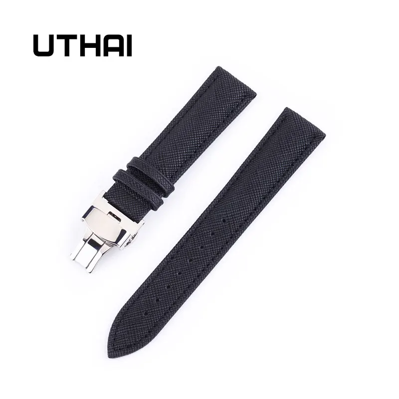 UTHAI B01 Genuine Leather Watchbands 12-24mm Universal Watch Butterfly buckle Band Steel Buckle Strap Wrist Belt Bracelet + Tool