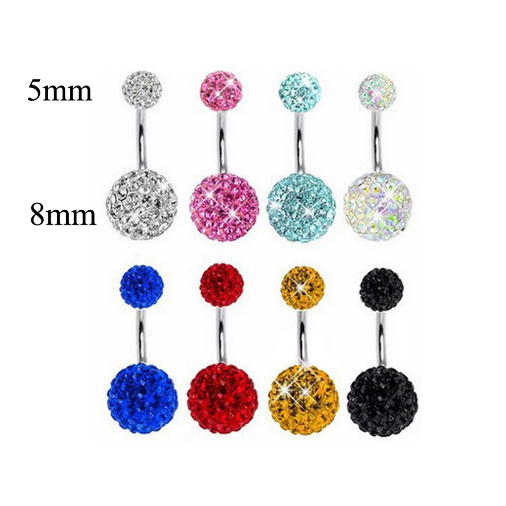 1PC Multi Crystal Steel Belly Piercings Navel Piercing Sexy Piercing Navel Earring Steel Body Jewelry Round Body Ring Jewelry