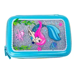 Estuche grande 3D de dibujos animados de sirena, estuche de lápices de EVA para niños, pluma de arena para estudiantes, caja de papelería, bolsa de almacenamiento de cosméticos