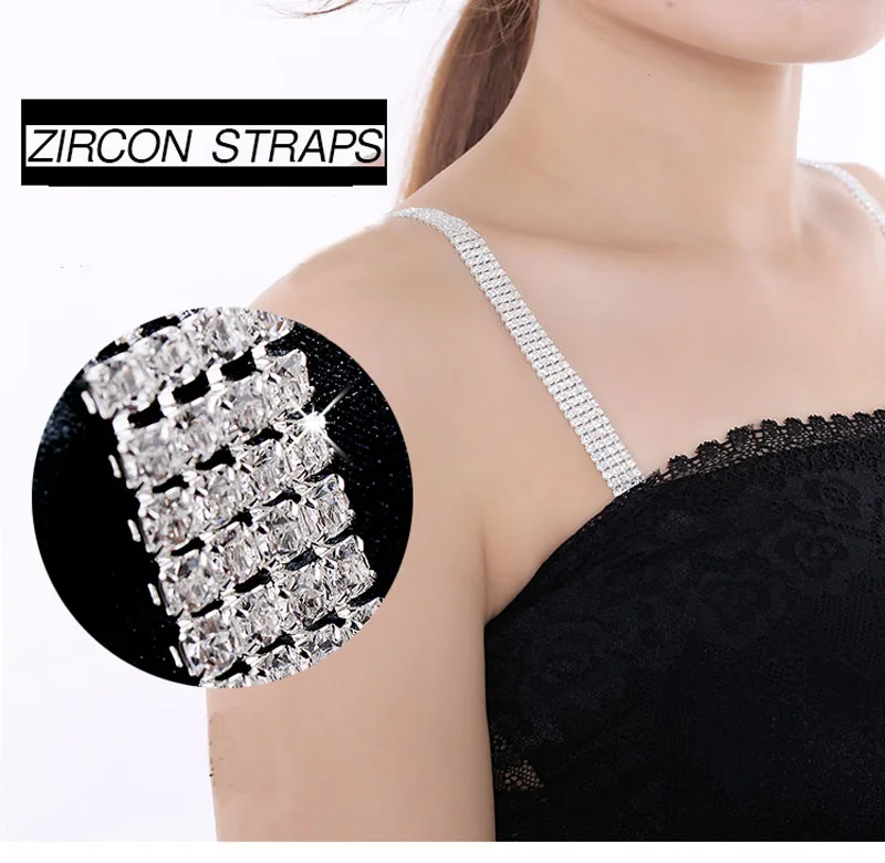 Multi-4Rows Elegant Adjustable Sparkling Zircon Rhinestone Bra Straps party evening dress underwear lingerie costume accessories