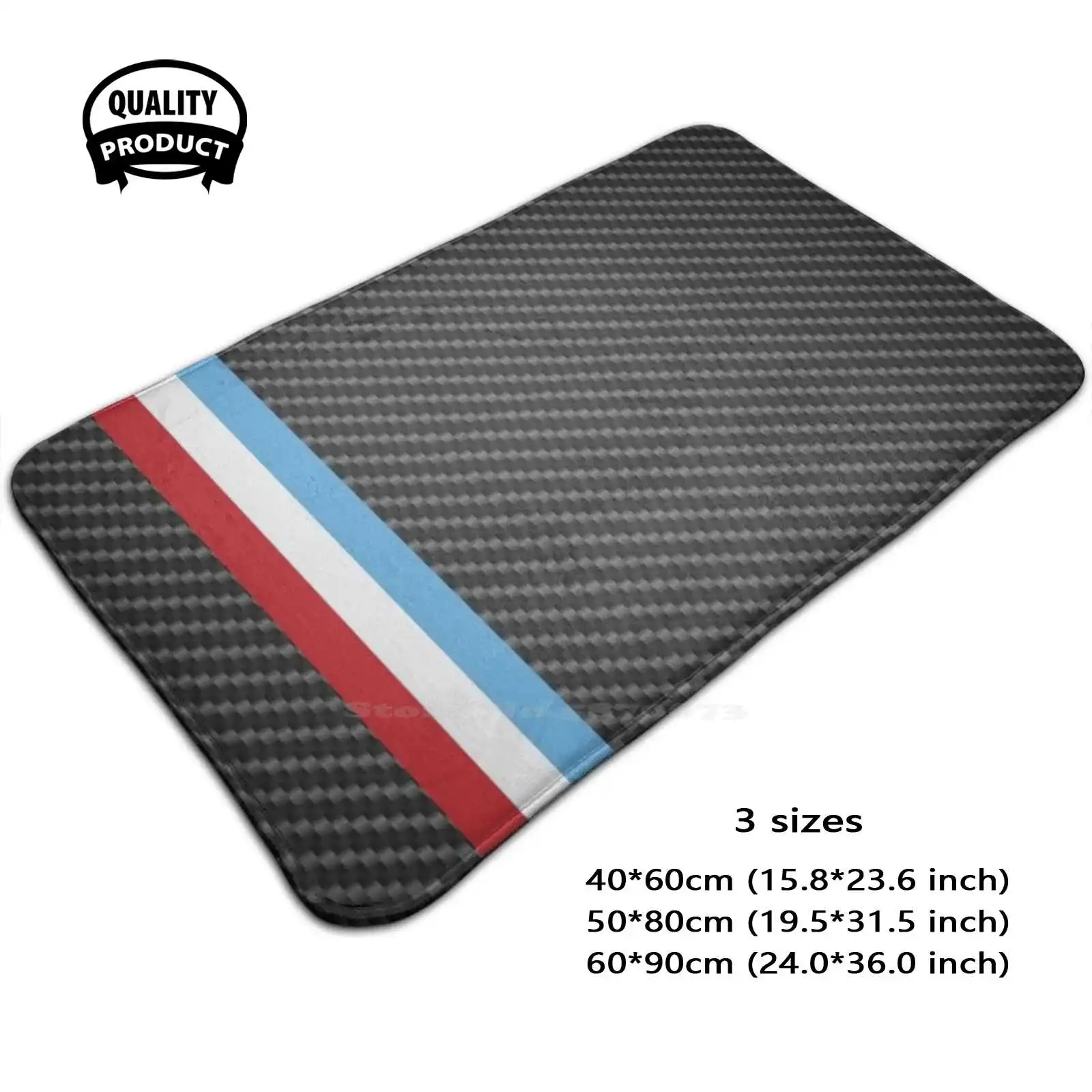 Carbon Fiber & Martini Racing Lines Soft Cushion Home Carpet Door Mat Car Rug Racing Motorsport Livery Martini Carbon Fiber