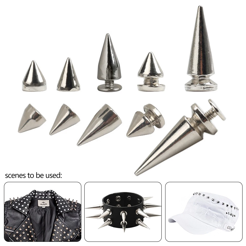 10Pcs Silver Punk Spike Rivet Screw Bead DIY Metal Cone Studs Leather craft Spots Rock for Clothing Shoes Bags Leather Decor Hot