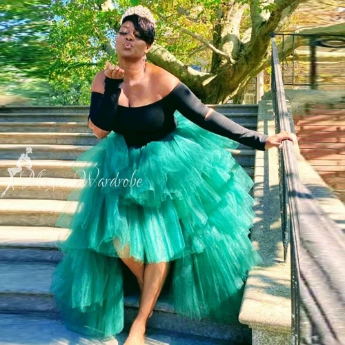 Hot Sale Extra Puffy Tiered Ruffled Tulle Skirts Women Hi Low Tutu Skirt For Birthday Party Maix Lastic WaistFaldas die Röcke