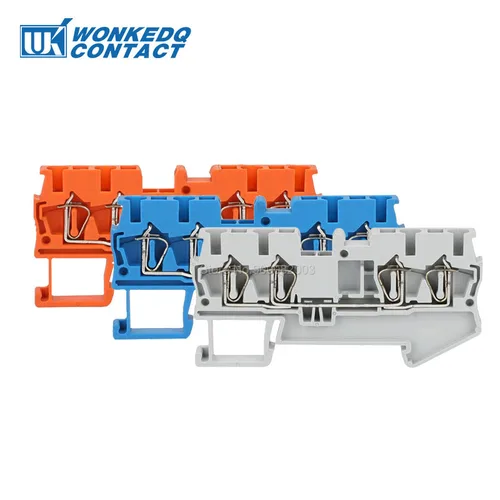 Imagen 1 del producto 10 Uds ST2.5-QU bloque de terminales de carril Din conexión de resorte 4 conductores conector de cable eléctrico de 2,5mm ST-2.5-QUATTRO