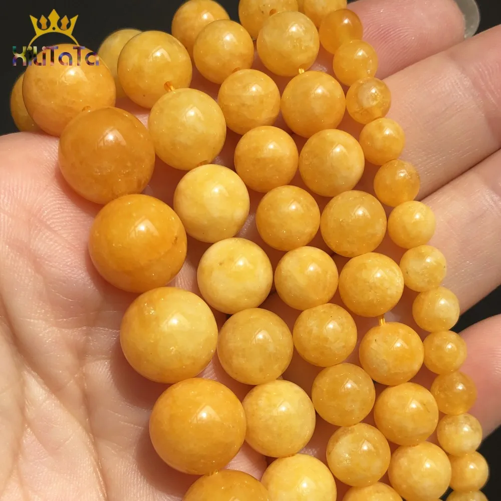 6 8 10 12mm Yellow Cloud Persia Chalcedony Jades Stone Beads For Jewelry Making Round Beads DIY Charms Bracelet Accessories 15''