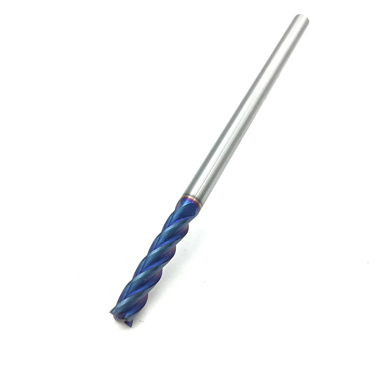 HRC65 6mm End Mill Extra Long 100mm  4Flute D6*100L Solid Carbide Fat End Mills Straight Shank Blue Coated Milling Cutter Tool