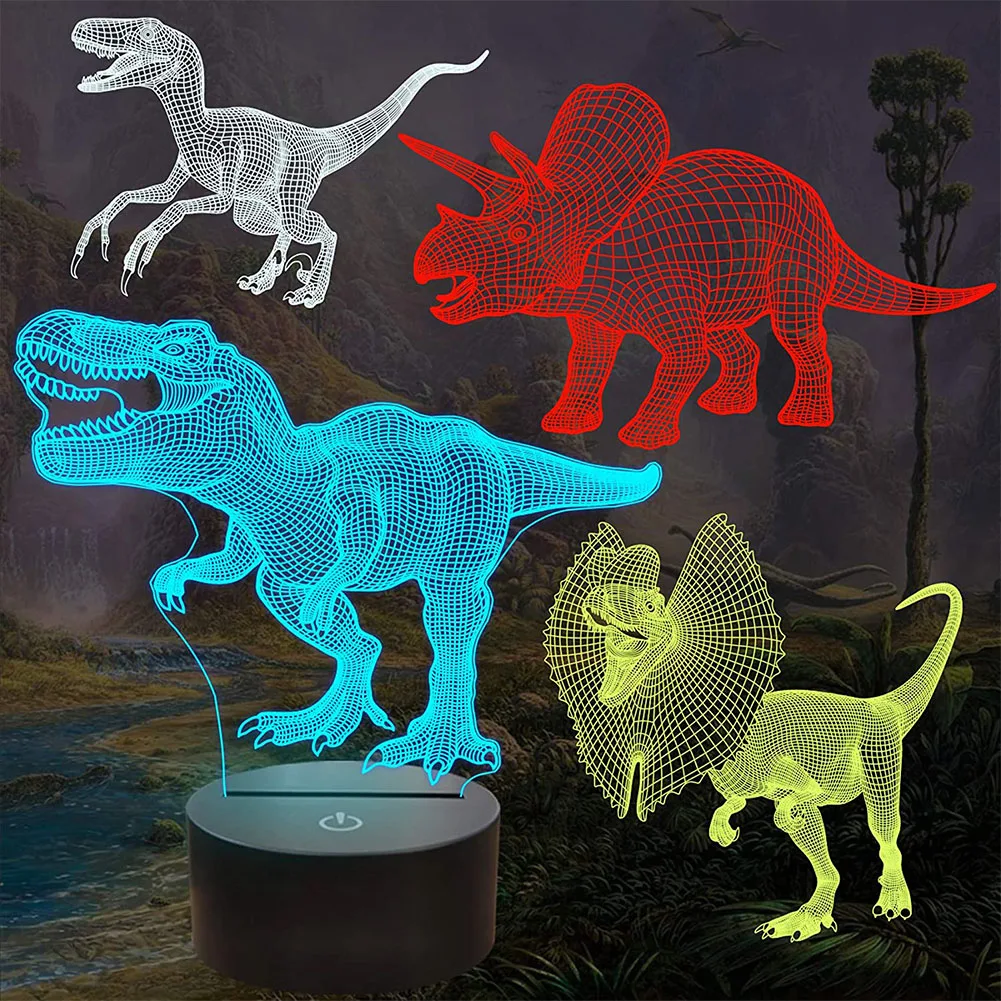 Lampe LED 3D en forme de dinosaure, 16 couleurs, avec télécommande, idéal pour une Table ou comme cadeau pour un enfant, luminaire décoratif d'intérieur