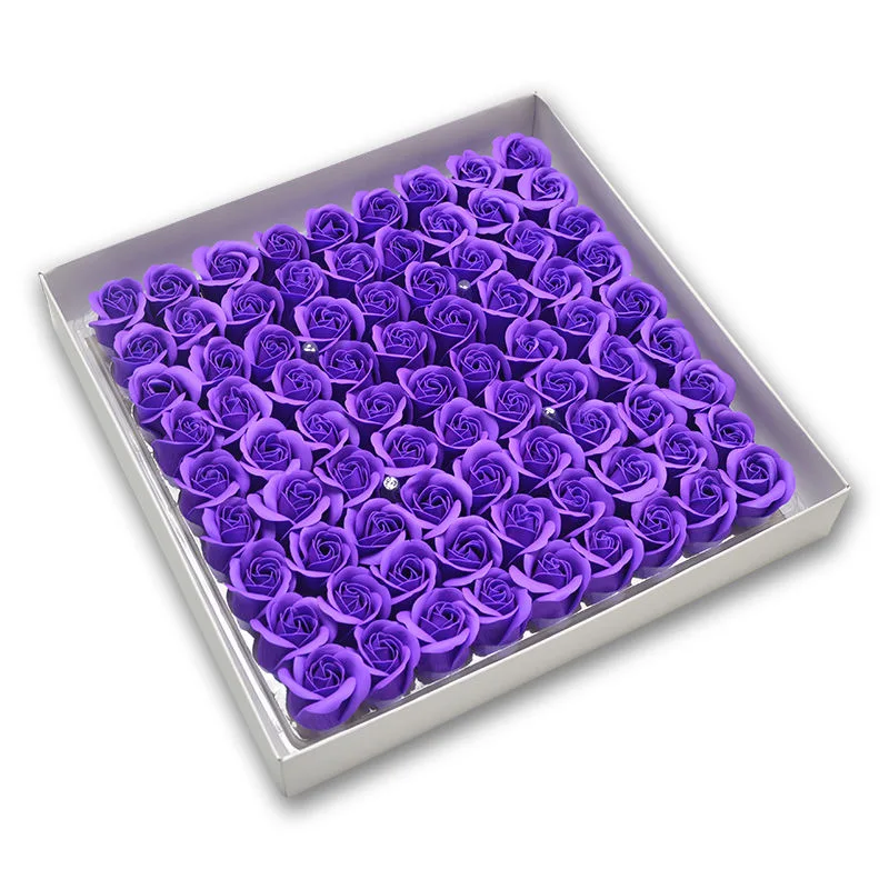 81pcs Three-Layer No Flower Base Rose Soap Flower Head Decoration Flower Box Wedding Bouquet Valentine'S Day Artificial Flower