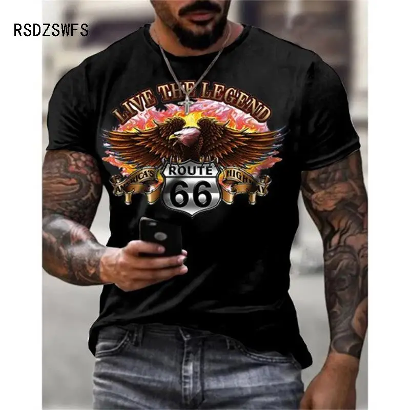 Fashion 66 Letters Printed Mens T Shirt Casual Vintage Short Sleeve Handsome Man Sports Tees Trendy Street Style Unisex T Shirts