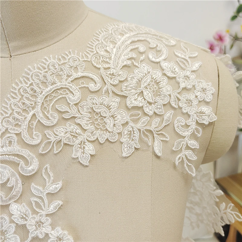 New Car Bone Curtain Lace Wedding Veil Tailing Embroidery Lace Handmade DIY Accessories Baby Clothing Materials