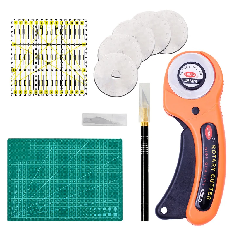 5pcs Sewing Kit Clothing Sewing Tools Hand Cutting Knife Set Patchwork Cloth Knife Patchwork Ruler Diy Sewing Quilting Cut Mat