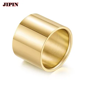 Grosse bague brossée en titane en acier pour hommes super large couleur or mat pour hommes, bijoux masculins B0958 10 meilleures bagues en or mat en vente - No 10