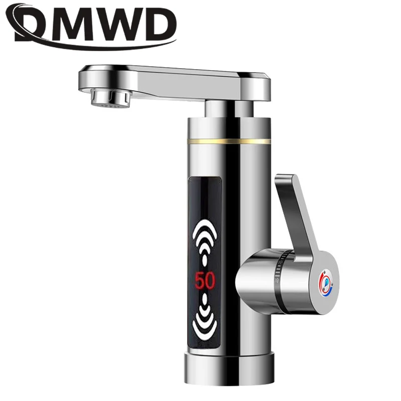 DMWD Hot LED Display Water Rapid Heating Faucet Electric Instant Kitchen Tankless Water Heater Tap Temperature Display 3000W EU