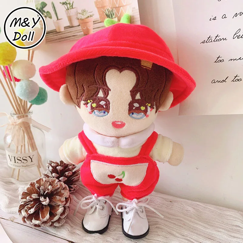 20CM Doll Clothes Plush Cherry Overalls Toys for Girls Idol Dolls Accessories ChanYeol Chen Xiumin Rose Winter Karina Xmas Gift