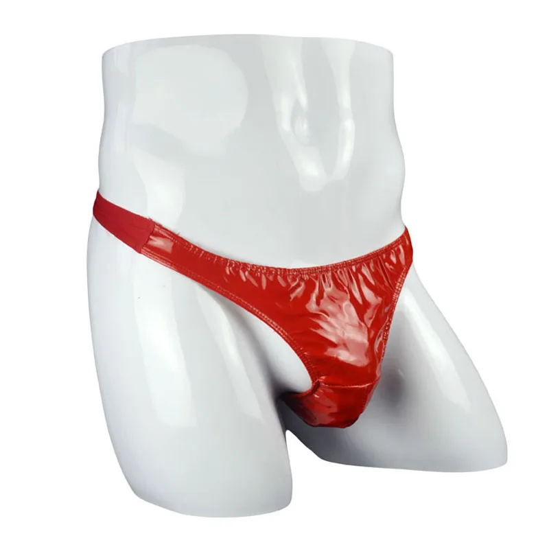 Sexy Mens Underwear Red Black Faux Leather Briefs Panties ZJH0980T