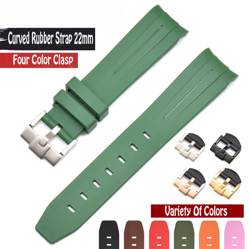 

Arc Mouth Multiple Colors 20mm 21mm Rubber Watchband W/Tang Fit For Rolex GMT Yatch Master 16622 Watches With Pin Buckle