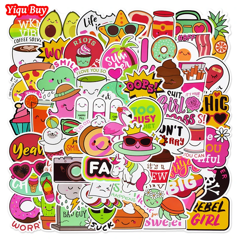 100Pcs Ins Cute Cartoon Anime Graffiti Stickers for  Motorcycle LaptopKids Bike Skateboard Backpack Waterproof DIY Vinyl Sticker