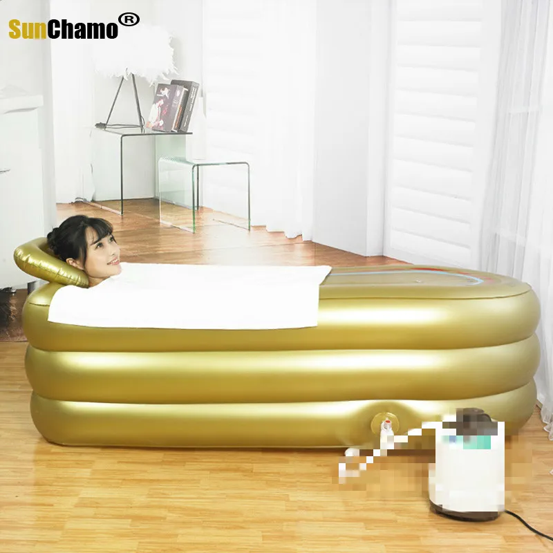 2022 Fashion Large Inflatable Bathtub Adult Thicken Folding Bathtub Home SPA Plastic Insulation Bathtub Cushion Electric Pump