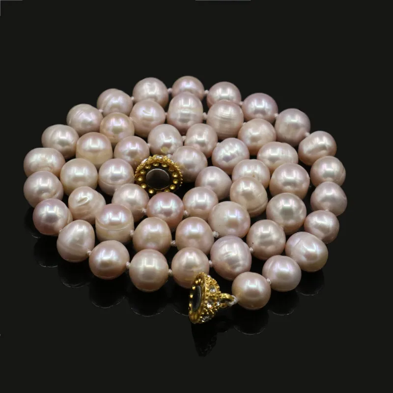 100% Natural 8-9MM Pink Purple Akoya Cultured Pearl Shell Necklace AAA Beads Hand Mand Fashion Jewelry Making Design Women Gifts