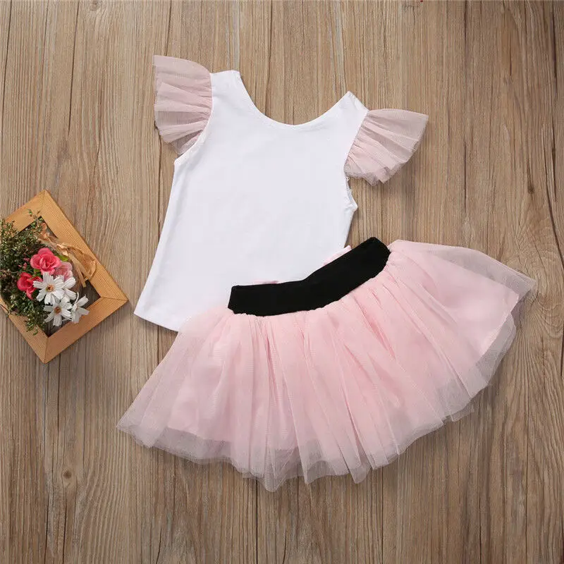 Mother Daughter Casual Summer T-shirt Skirt Tulle Dress Matching Outfits