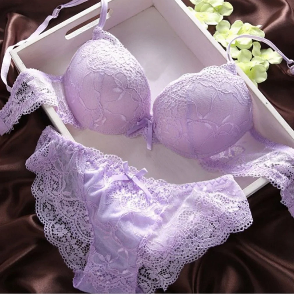 HIRIGIN Newest Women\'s Push Up Embroidery Sexy Lace Floral Bra Sets Panties Underwear 5 Colors