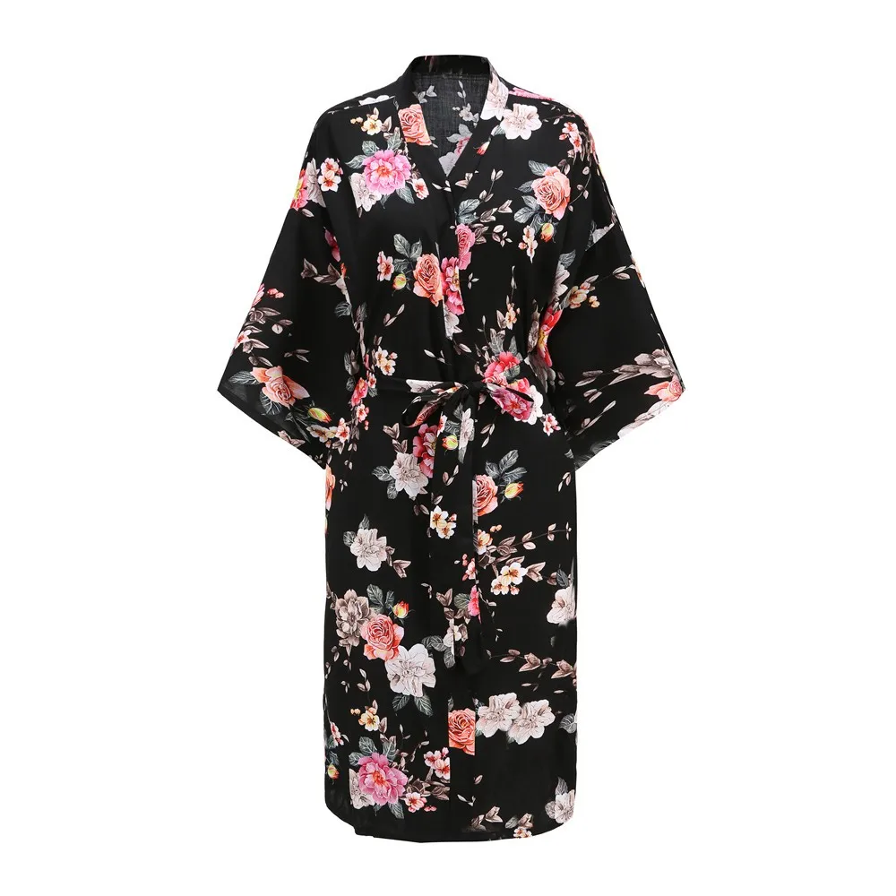 Bata Kimono de viscosa para mujer, ropa de dormir para el hogar, bata de baño, Camisón con cinturón, ropa de dormir suave, vestido de noche Sexy