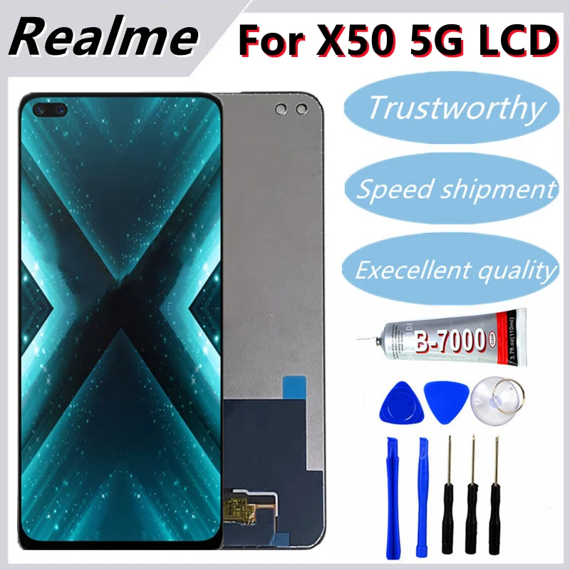 Tested  Display Replace 6.57" For Realme X50 5G RMX2144 LCD Touch Digitizer Screen Panel Assembly