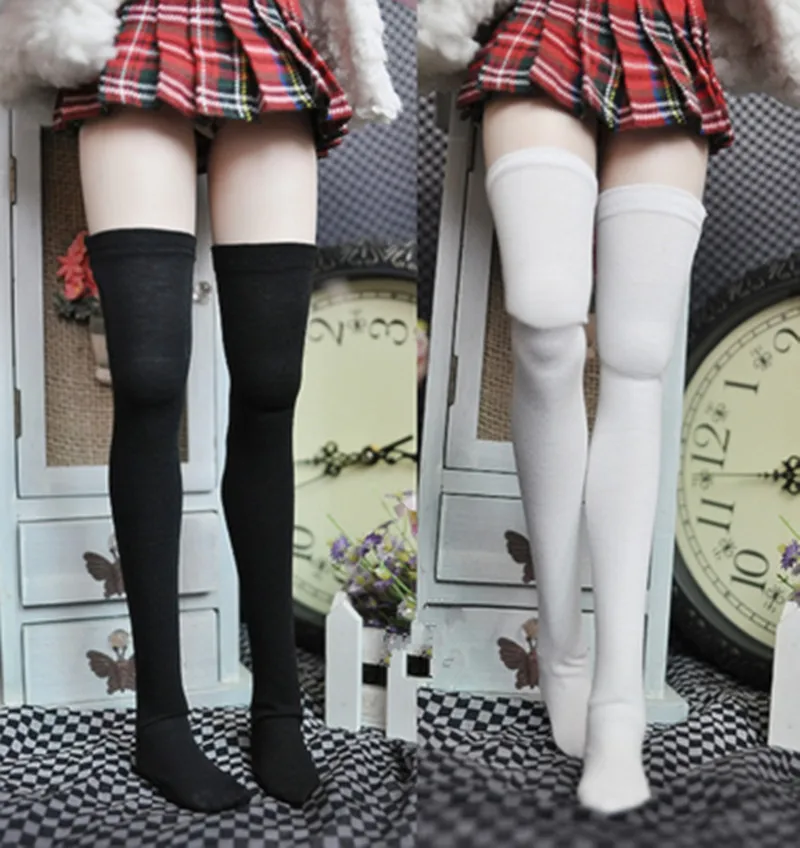 BJD doll clothing is suitable for 1/3 1/4 1/6 Uncle size white and black 2 colour above knee stocking tights doll accessories