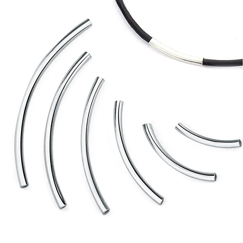 

50pcs Stainless Steel Curved Tube Spacer Beads Connector DIY for Bracelets Necklace Jewelry Makings Accessories