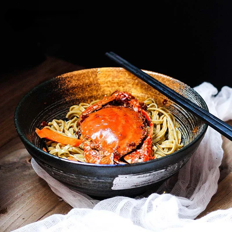 

Usado estilo japonês taça de 7.5 polegadas com molho misto, tigela de sopa de cerâmica, utensílios de mesa retrô, tigela