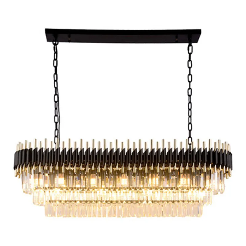 

Modern Crystal Chandelier For Dining Room Luxury Kitchen Island Hanging Lighting Fixtures Black LED Chandeliers