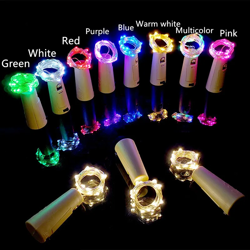 10pcs String Led Wine Bottle with Cork 2m 20 LED Bottle Lights Battery Cork for Party Wedding Christmas Halloween Bar Decor Lamp