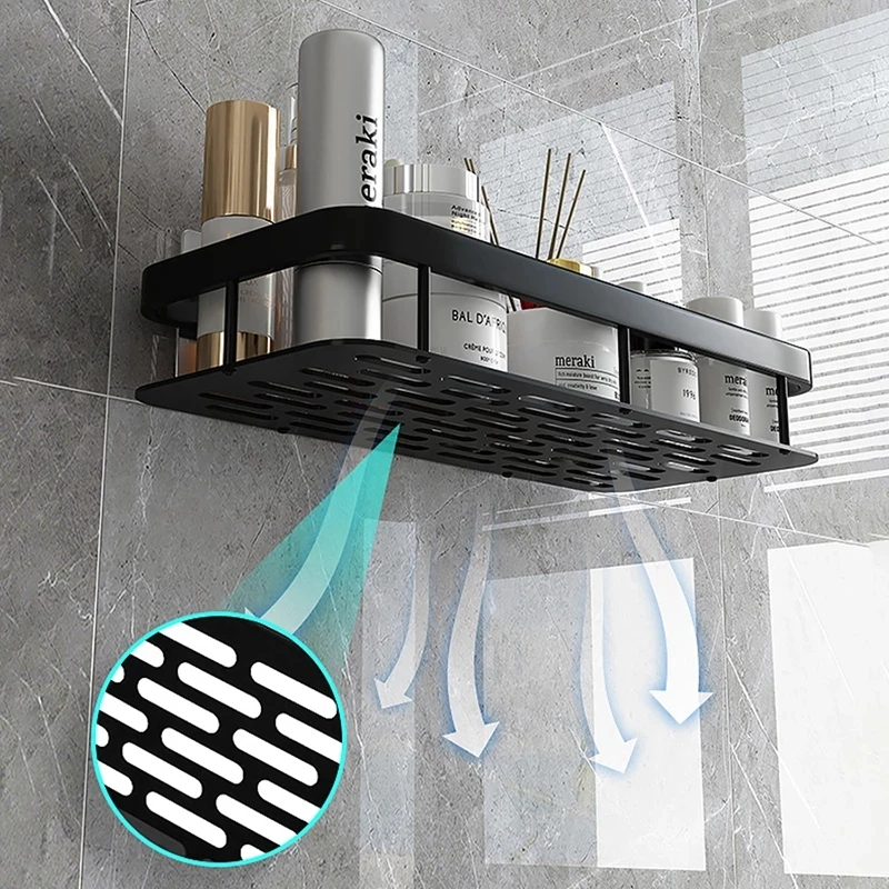 Soporte de champú para baño, estante de ducha sin perforaciones, estantes de esquina, organizador de almacenamiento de cocina, juego de accesorios
